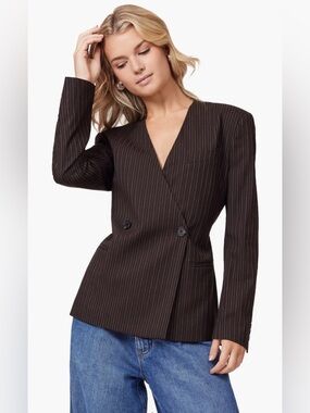 Scotch & Soda Brown Pinstripe Double-Button Blazer